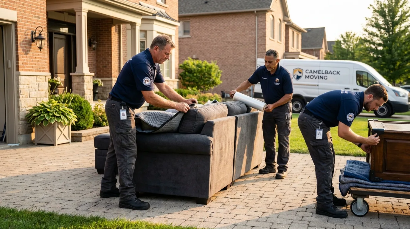 Large estate moving crew wrapping furniture in Plainfield, IN
